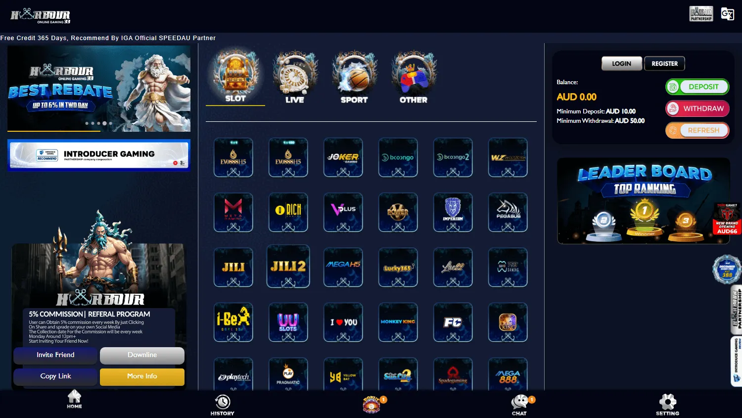 Harbour 33 Casino desktop home experience with AUD offers
