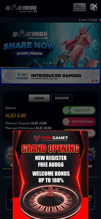 Harbour 33 Casino mobile-optimised home experience